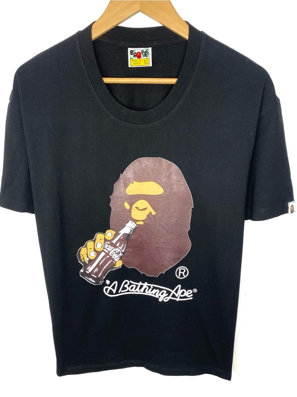BAPE A Bathing Ape x Coca-Cola Black Ape Head Double Side T Shirt Size XL Japan
